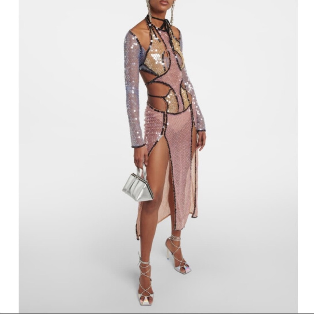 The Attico, long sleeve cutout, sequin gown